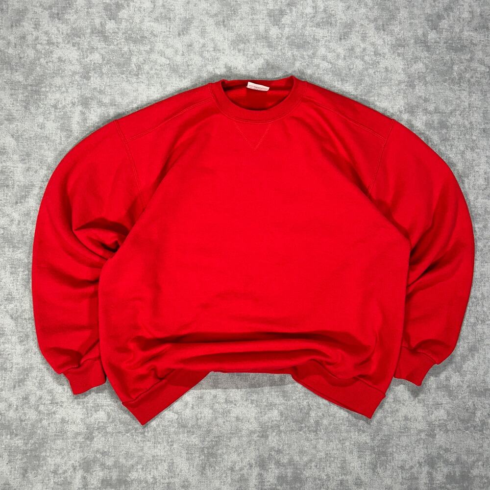 VTG Y2K Jerzees red sportswear minimalist casual blank sweatshirt mens Large